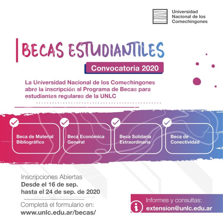 SE ABRE LA INSCRIPCIÓN AL PROGRAMA DE BECAS PARA ESTUDIANTES REGULARES DE LA UNLC