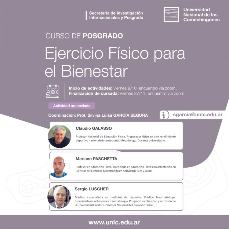 LA UNLC LANZA EL CURSO DE POSGRADO “EJERCICIO FÍSICO PARA EL BIENESTAR”