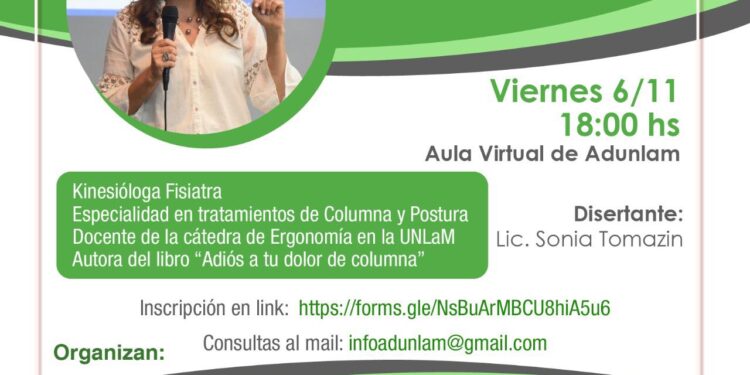 HOY: ADUNLAM INVITA A LA JORNADA “ADIÓS A TU DOLOR DE COLUMNA”