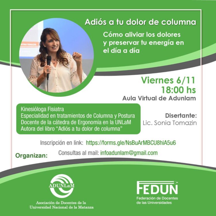 HOY: ADUNLAM INVITA A LA JORNADA “ADIÓS A TU DOLOR DE COLUMNA”