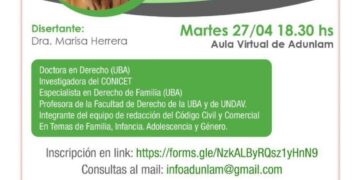 ADUNLaM INVITA A LA JORNADA “ACTUALIZACIÓN JURISPRUDENCIAL 2021 EN MATERIA DE FAMILIAS Y GÉNERO”