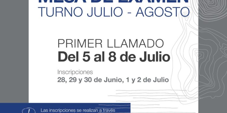 UNLC: PRIMER LLAMADO A MESA DE EXAMEN: TURNO JULIO-AGOSTO