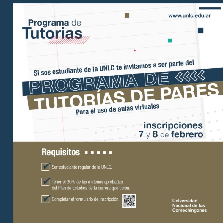 LA UNLC CONVOCA A ESTUDIANTES AVANZADOS A SUMARSE AL PROGRAMA DE TUTORÍAS DE PARES