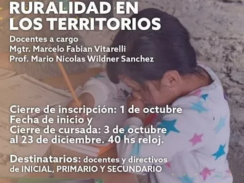 UNVIME: INVITAN A CAPACITACIÓN SOBRE “PEDAGOGÍA DE LA RURALIDAD” A DOCENTES DE TODOS LOS NIVELES