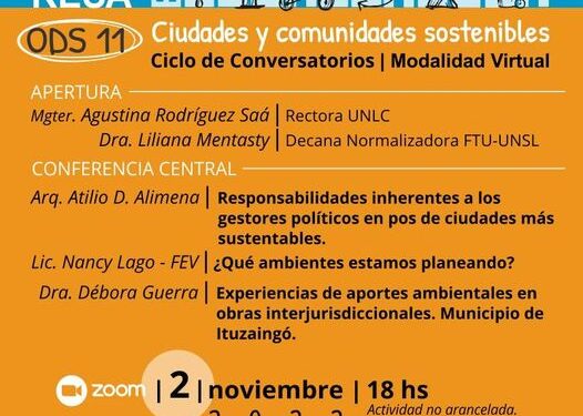 UNLC: X JORNADAS RESA “ODS 11, CIUDADES Y COMUNIDADES SOSTENIBLES”.