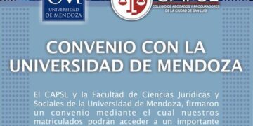 CAPSL: FIRMA DE CONVENIO CON FACULTAD DE CIENCIAS JURÍDICAS Y SOCIALES DE LA UNIVERSIDAD DE MENDOZA