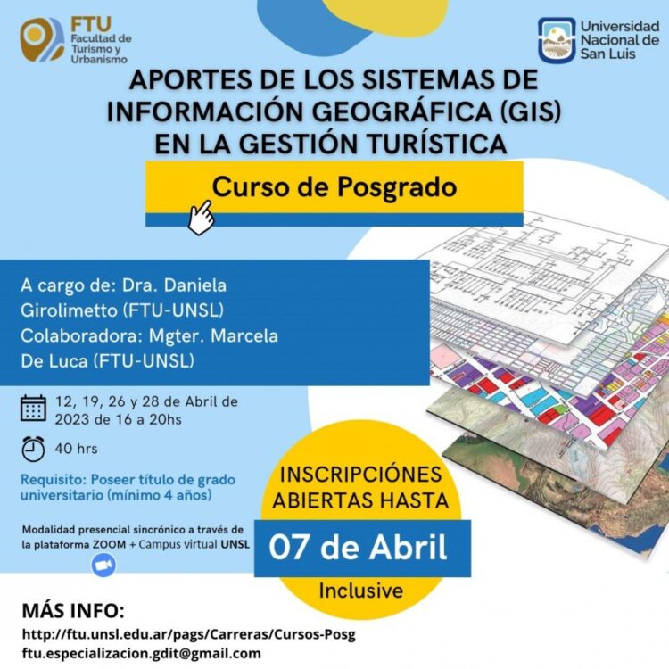 UNSL: POSGRADO SOBRE APORTES DE SISTEMAS DE INFORMACIÓN GEOGRÁFICA EN LA GESTIÓN TURÍSTICA