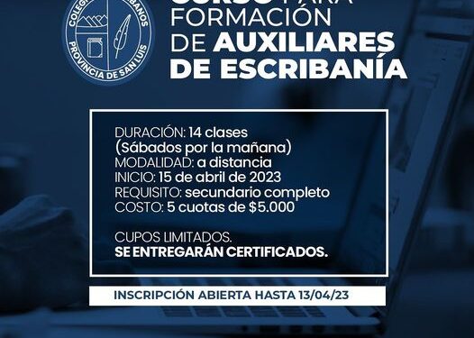 CURSO PARA FORMACIÓN DE AUXILIARES DE ESCRIBANÍA.