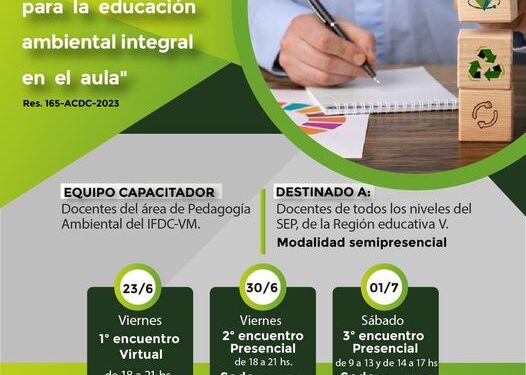 CAPACITACIÓN: “DISEÑANDO PROPUESTAS PARA LA EDUCACIÓN AMBIENTAL INTEGRAL EN EL AULA” ( 165-ACDC-2023 )