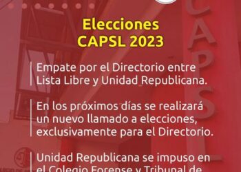 “ELECCIONES CAPSL 2023: EMPATE EN EL DIRECTORIO Y TRIUNFO DE UNIDAD REPUBLICANA EN EL COLEGIO FORENSE Y TRIBUNAL DE ÉTICA”