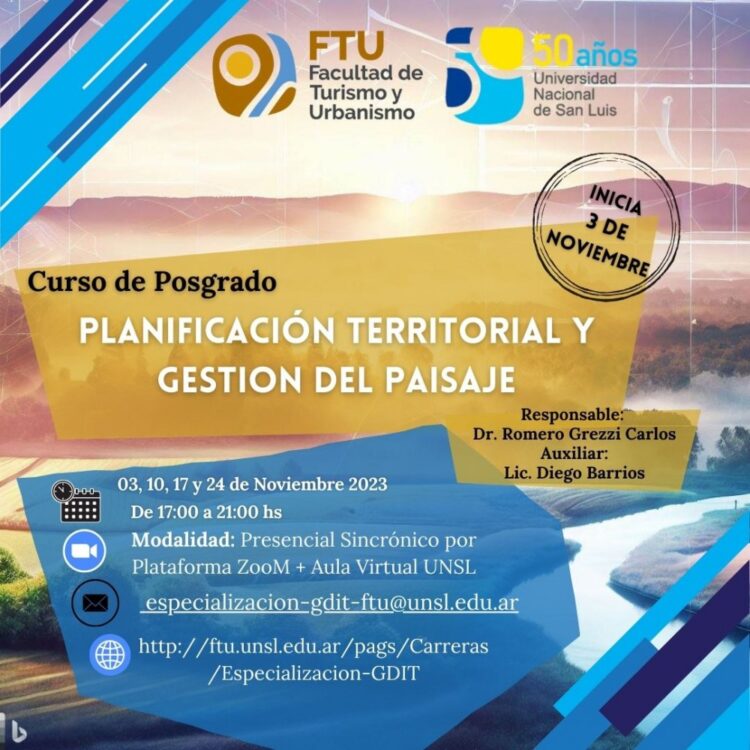 DICTARÁN CURSO SOBRE PLANIFICACIÓN TERRITORIAL Y GESTIÓN DEL PAISAJE
