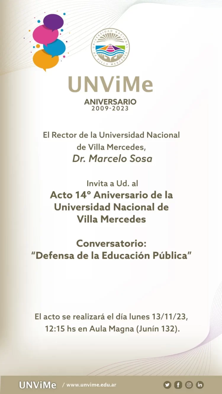 UNVIME: LA UNIVERSIDAD SE APRESTA A CELEBRAR EL 14° ANIVERSARIO DE SU CREACIÓN