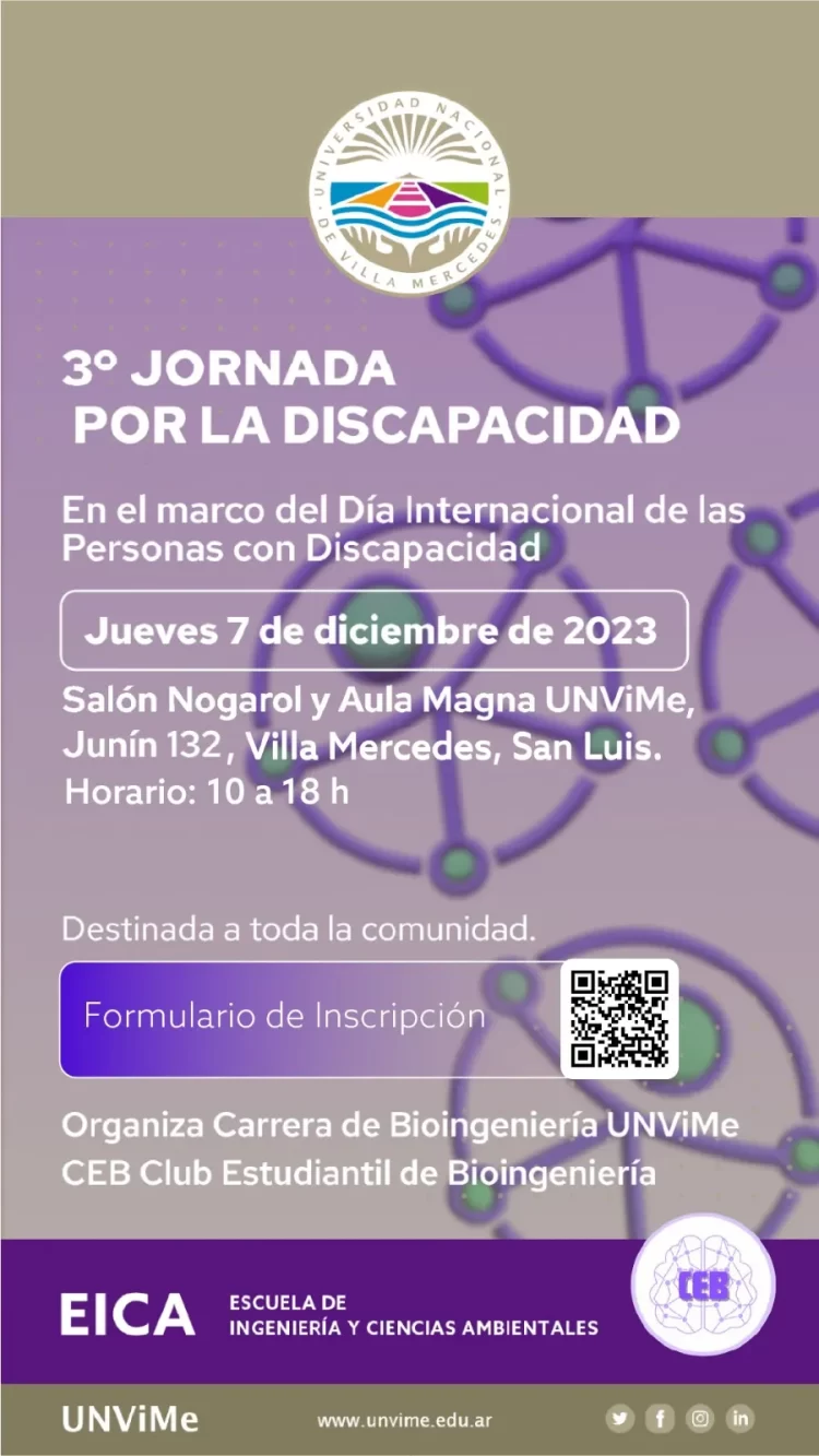 UNVIME: INVITAN A LA 3° JORNADA POR LA DISCAPACIDAD