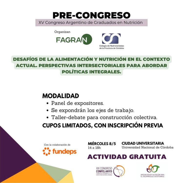 PRE-CONGRESO XV CONGRESOS ARGENTINO DE GRADUADOS DE NUTRICION