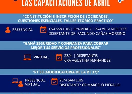 CPCE-SL:  LAS CAPACITACIONES DE ABRIL