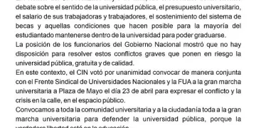 SE REALIZARÁ UNA GRAN MARCHA NACIONAL UNIVERSITARIA A PLAZA DE MAYO EL 23 DE ABRIL