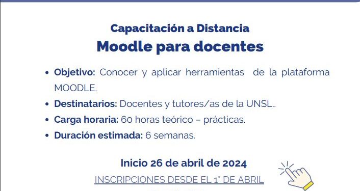 NUEVO CURSO SOBRE MOODLE PARA DOCENTES DE LA UNSL