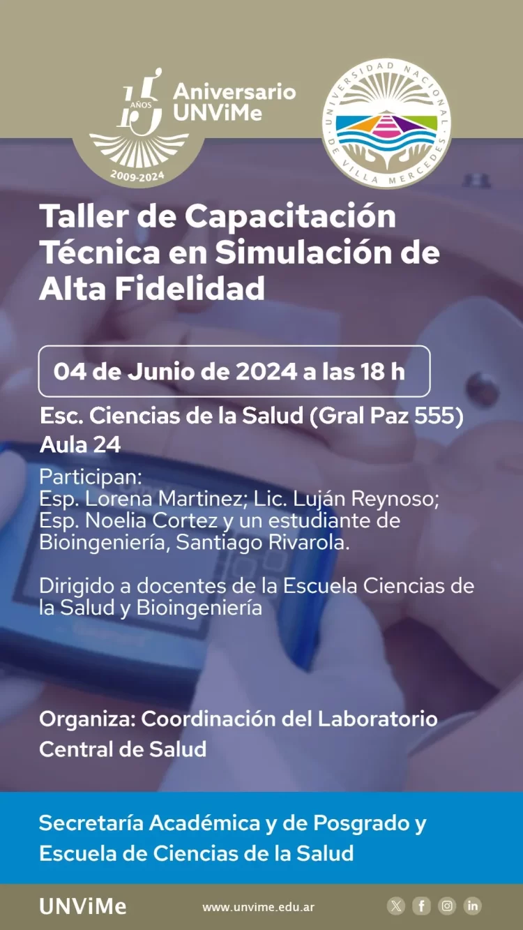 UNVIME: TALLER DE SIMULACIÓN DE ALTA FIDELIDAD PARA DOCENTES DE LA ESCUELA DE CIENCIAS DE LA SALUD Y BIOINGENIERÍA