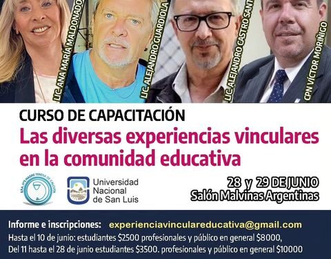 CURSO DE CAPACITACIÓN: LAS DIVERSAS EXPERIENCIAS VINCULARES EN LA COMUNIDAD EDUCATIVA