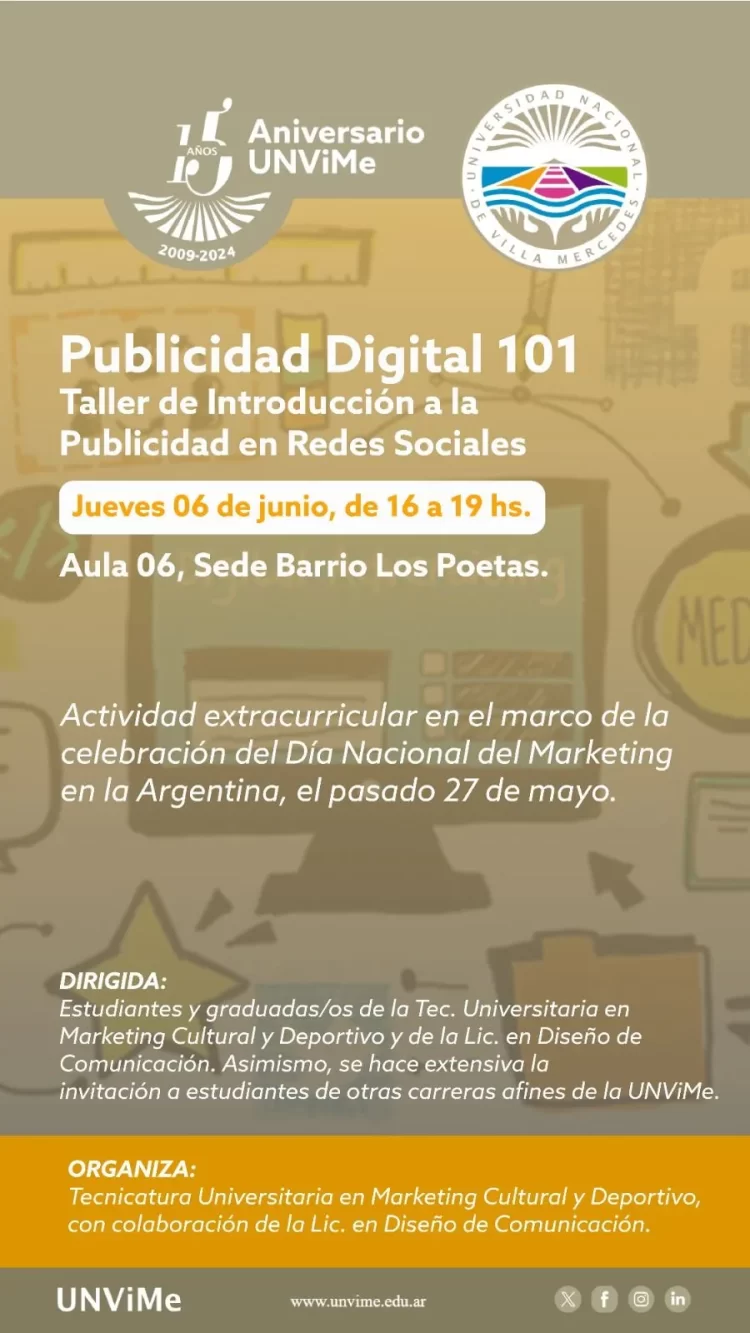 INVITAN A TALLER PRESENCIAL SOBRE PUBLICIDAD EN REDES SOCIALES