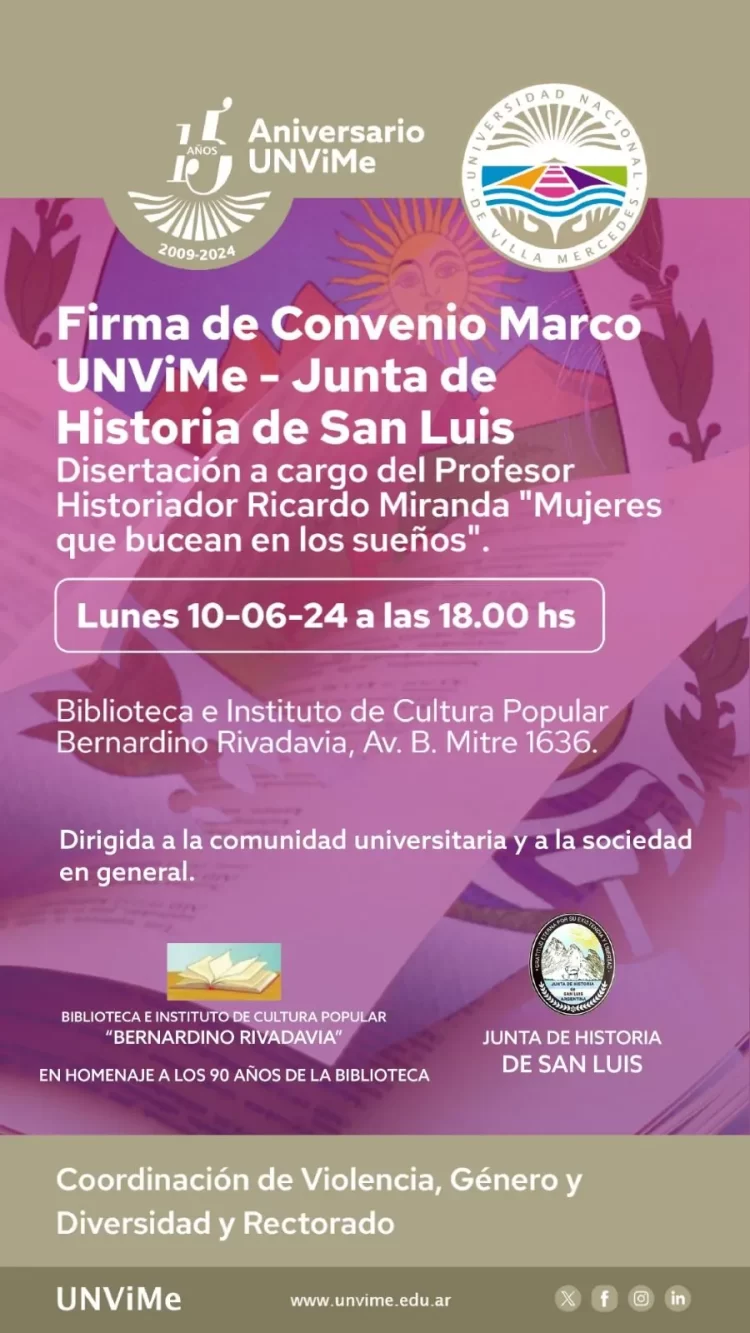 LA UNVIME SUSCRIBIRÁ UN CONVENIO MARCO CON LA JUNTA DE HISTORIA DE SAN LUIS
