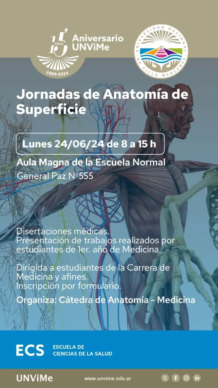 UNVIME: INVITAN A PARTICIPAR DE LAS JORNADAS DE ANATOMÍA DE SUPERFICIE