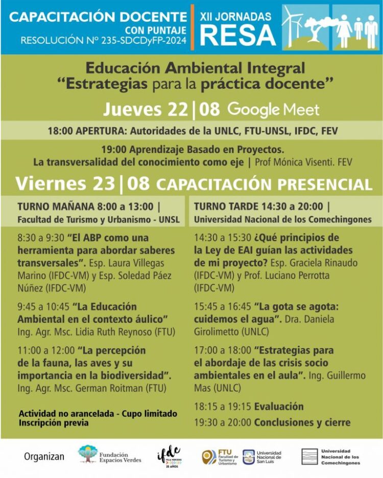 UNLC: SE VIENEN LAS XII JORNADAS RESA-2024 PARA FORTALECER LA “EDUCACIÓN AMBIENTAL INTEGRAL”