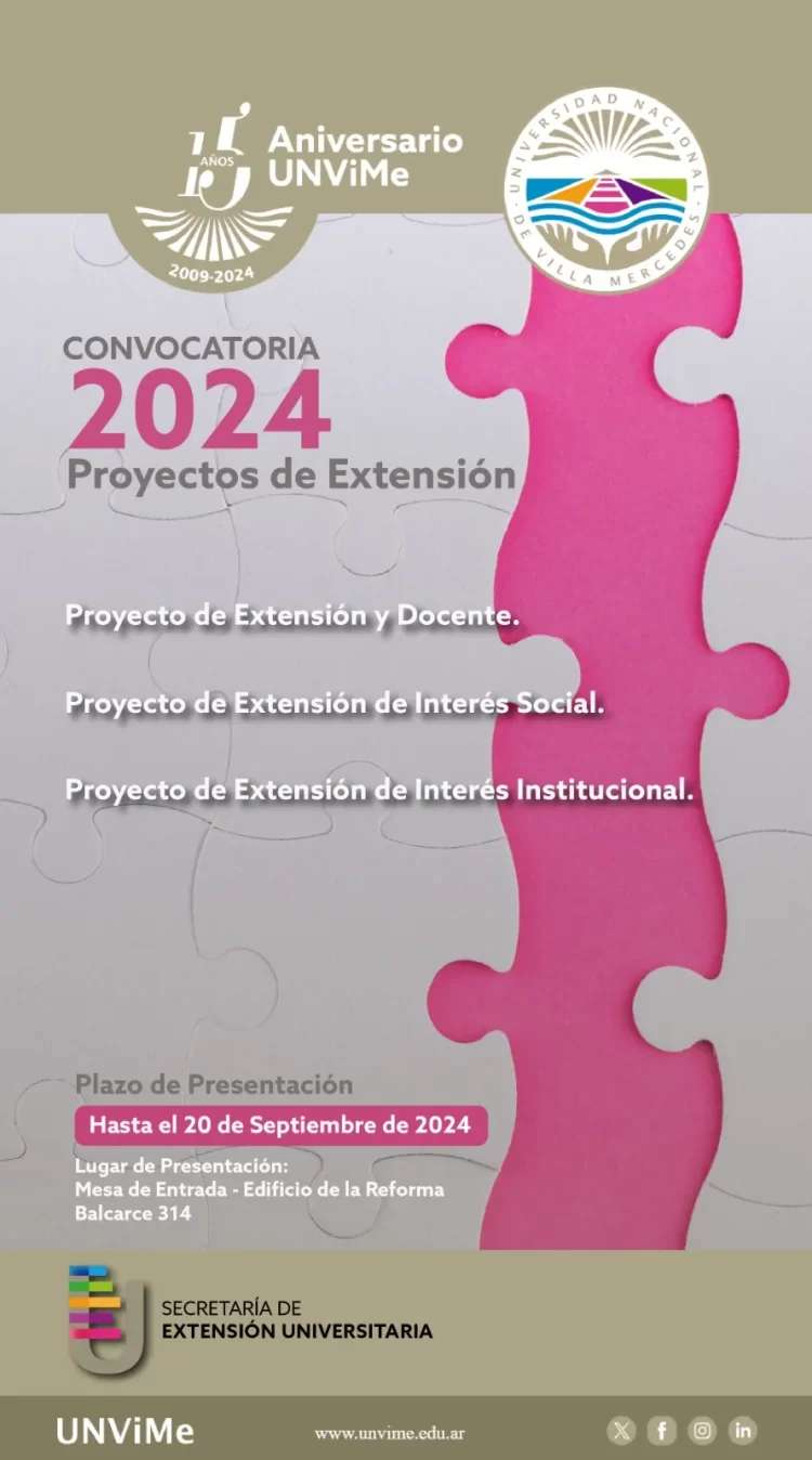 UNVIME: SE ABRIÓ LA CONVOCATORIA 2024 A PRESENTACIÓN DE PROYECTOS DE EXTENSIÓN