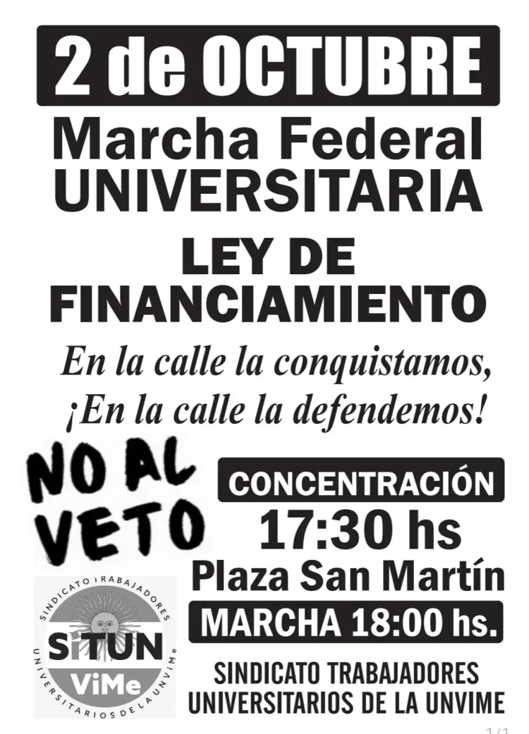 UNVIME: NODOCENTES DISPUSIERON UN PARO GENERAL ESTE MIÉRCOLES 2