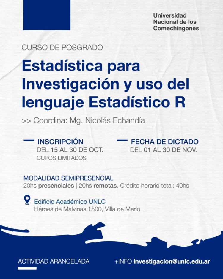 UNLC: SE ABREN LAS INSCRIPCIONES PARA UN CURSO DE POSGRADO EN ESTADÍSTICA