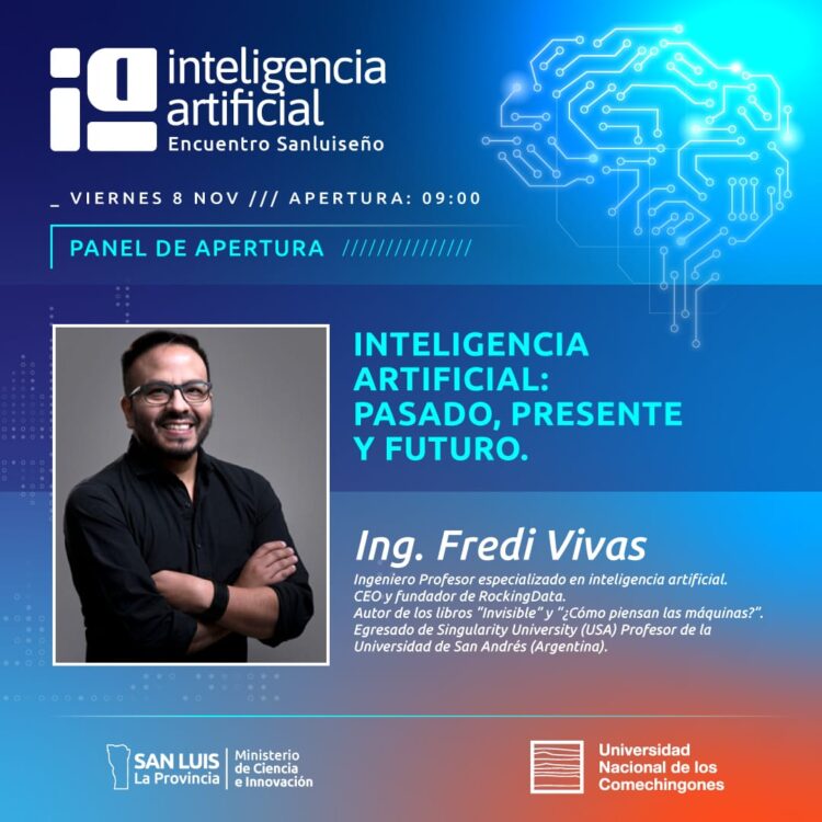 ESTE VIERNES 8 DE NOVIEMBRE LA UNIVERSIDAD NACIONAL DE LOS COMECHINGONES SERÁ SEDE DEL 1° ENCUENTRO SANLUISEÑO DE INTELIGENCIA ARTIFICIAL.