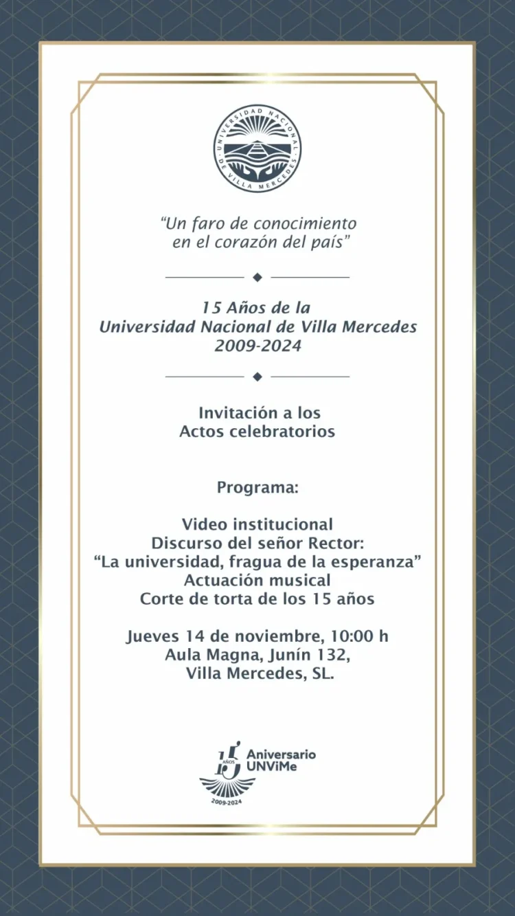 LA UNVIME SE APRESTA A CONMEMORAR EL 15º ANIVERSARIO DE SU CREACIÓN
