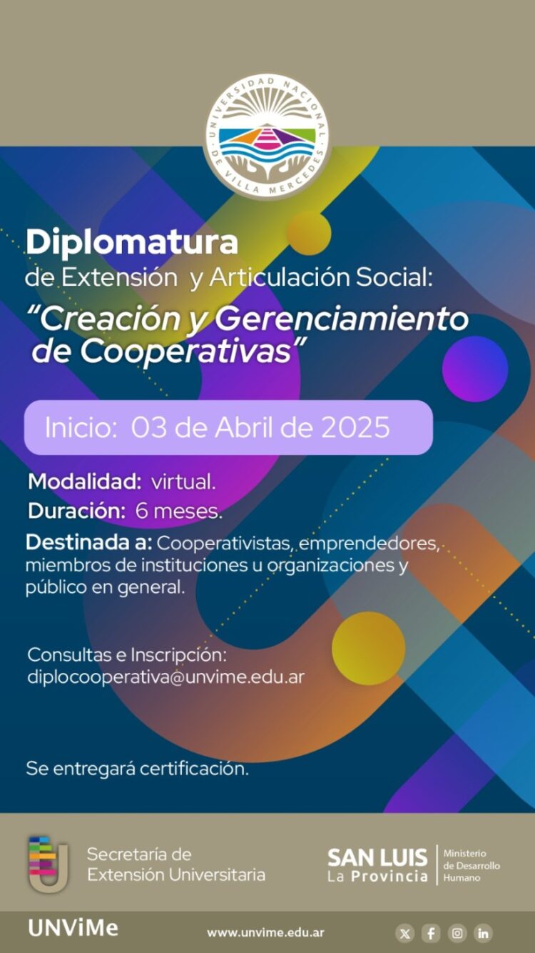 UNVIME: FUERTE RESPALDO A LA DIPLOMATURA DE EXTENSIÓN EN “CREACIÓN Y GERENCIAMIENTO DE COOPERATIVAS”