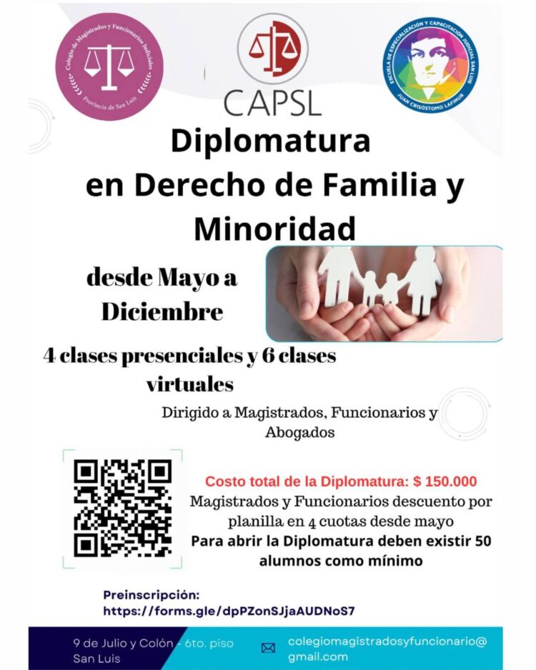 CAPSL: ¡NUEVA DIPLOMATURA EN DERECHO DE FAMILIA Y MINORIDAD!