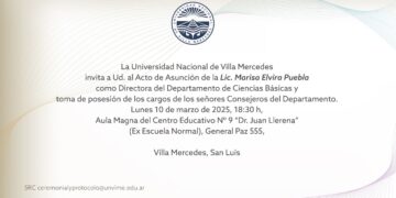 UNVIME: LA UNIVERSIDAD INVITA AL ACTO DE ASUNCIÓN DE LAS NUEVAS AUTORIDADES DEL DEPARTAMENTO DE CIENCIAS BÁSICAS