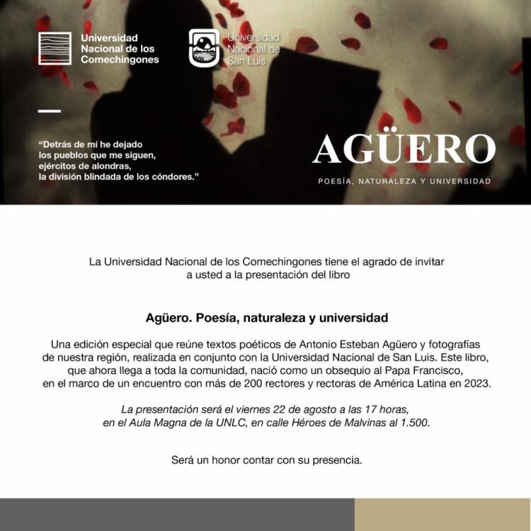 LA UNLC PRESENTA EL LIBRO “AGÜERO. POESÍA, NATURALEZA Y UNIVERSIDAD”