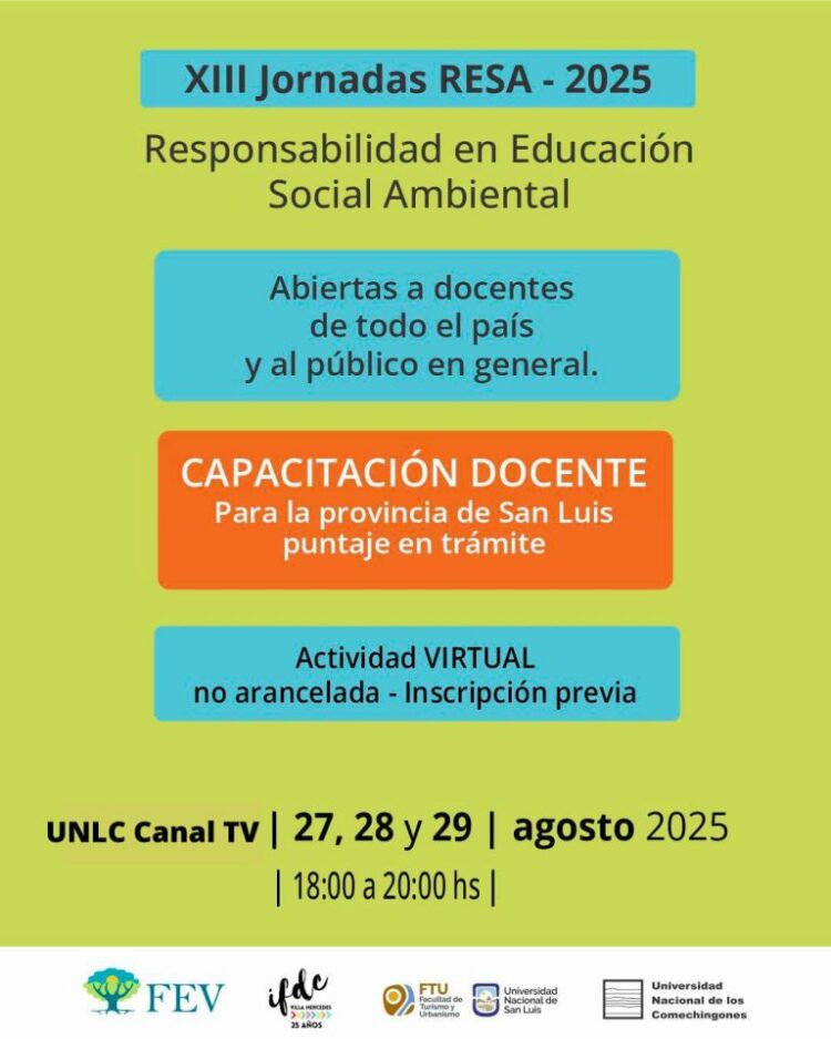 UNLC: XII JORNADAS RESA 2025: ESPACIOS VIRTUALES PARA LA EDUCACIÓN AMBIENTAL Y EL CUIDADO DEL TERRITORIO