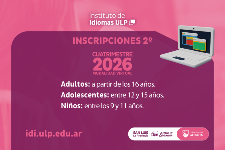 EL INSTITUTO DE IDIOMAS ABRE LAS INSCRIPCIONES PARA SUS CURSOS VIRTUALES DEL SEGUNDO CUATRIMESTRE