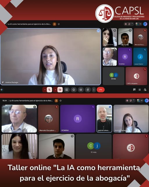 CAPSL: REALIZACIÓN DEL TALLER ONLINE “LA IA COMO HERRAMIENTA PARA EL EJERCICIO DE LA ABOGACÍA”,