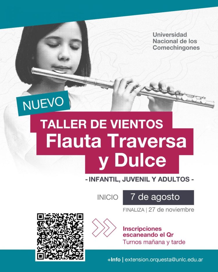 LA UNLC ABRE LA INSCRIPCIÓN PARA EL NUEVO TALLER DE VIENTOS: FLAUTA TRAVERSA Y FLAUTA DULCE