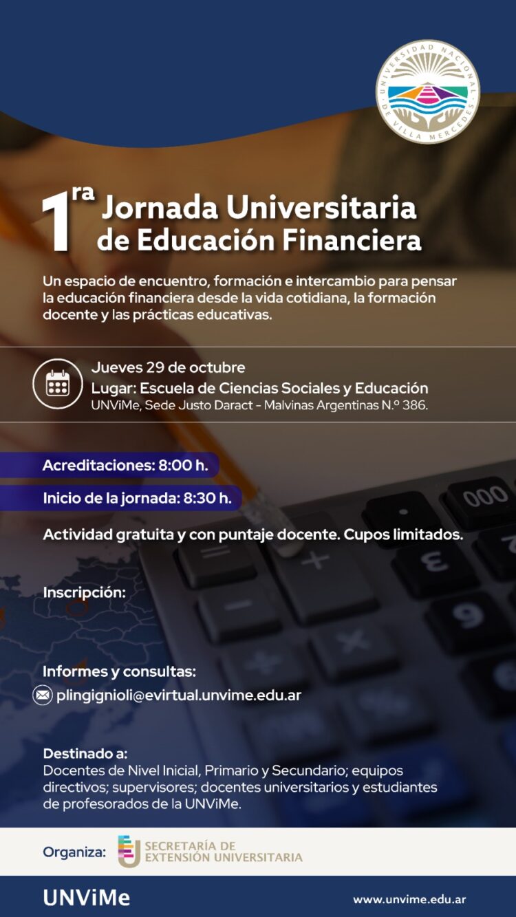 EDUCACIÓN FINANCIERA: LA UNVIME REALIZARÁ UNA JORNADA DE FORMACIÓN E INTERCAMBIO